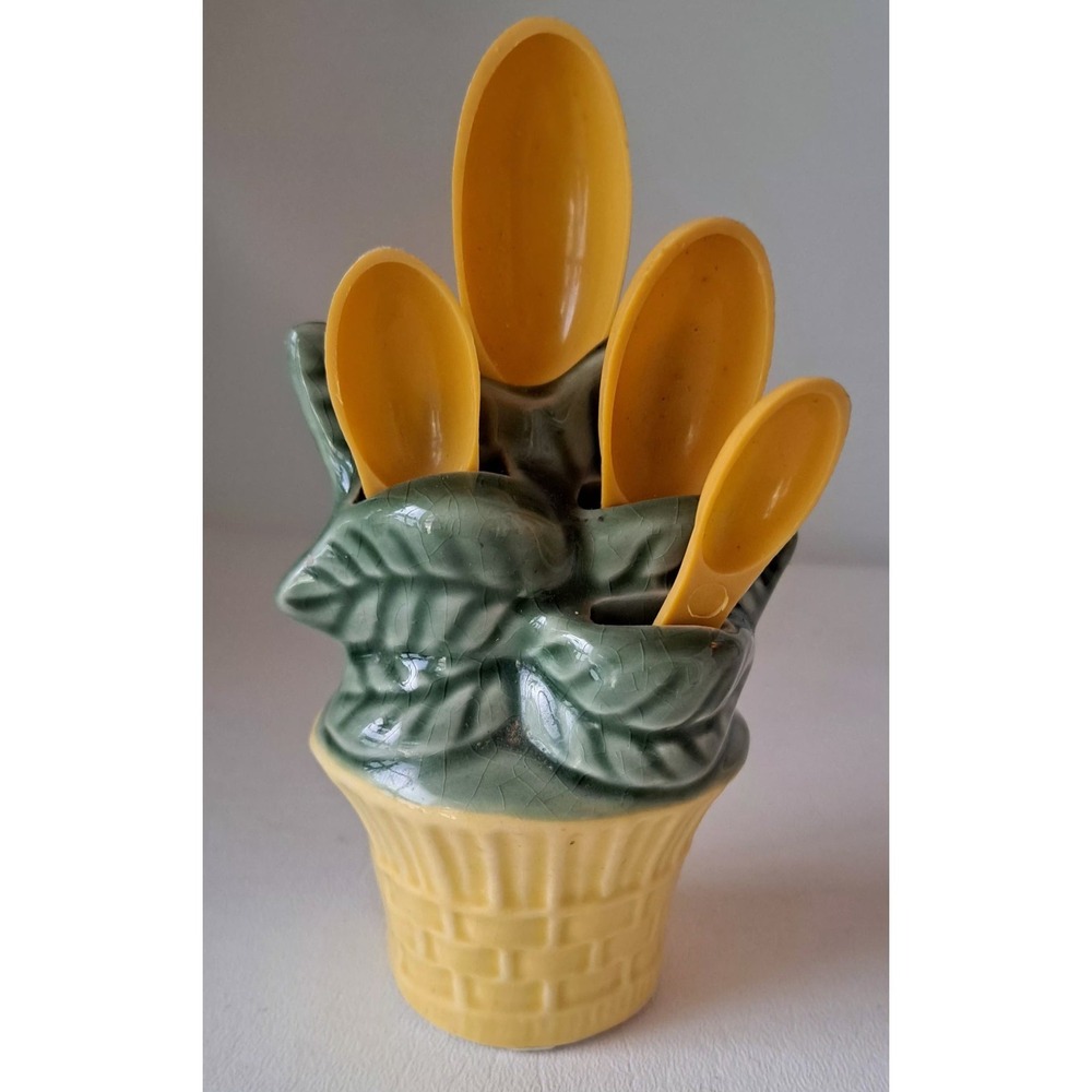 Vintage McCoy Flower Wall Pocket Measuring Spoon Holder
